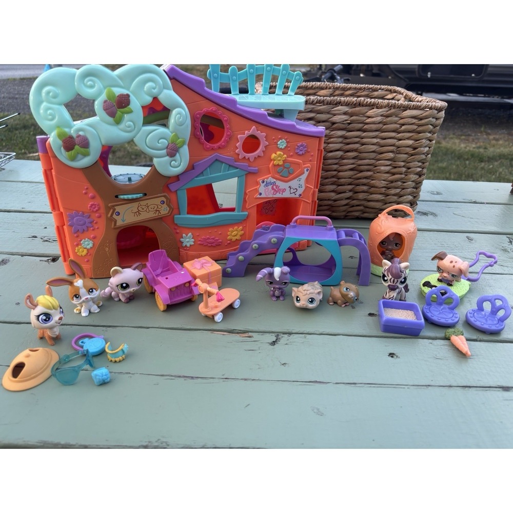 Littlest Pet Shop Lot Hamster Bunny Zebra Animals Playset House